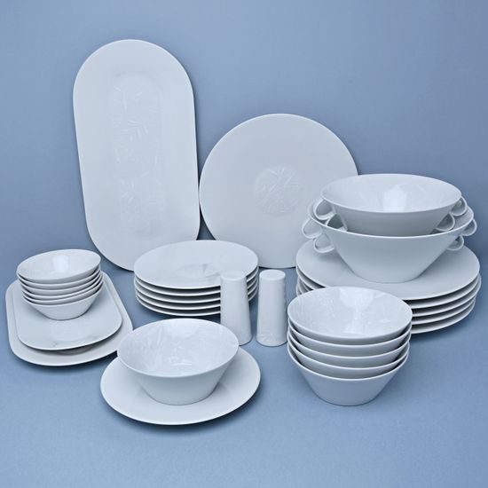 Bohemia White DECOR, Jídelní souprava pro 6 osob, design Pelcl, Český porcelán a.s.