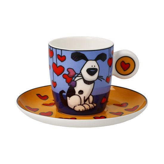 Espresso šálek a podšálek Love Dog 100 ml, jemný kostní porcelán, Ed Heck, Goebel