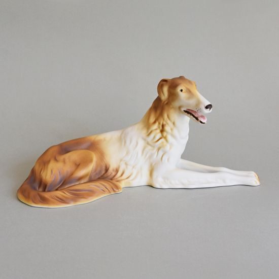 Laying Greyhound, 30 x 12 x 13 cm, Pastel, Porcelain Animal Figures Duchcov