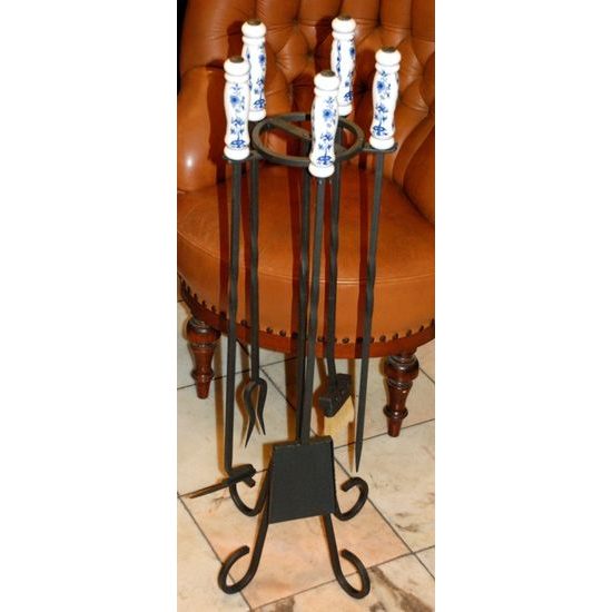 Porcelánová rukojeť ke krbovému náčiní, Cibulák, originální z Dubí