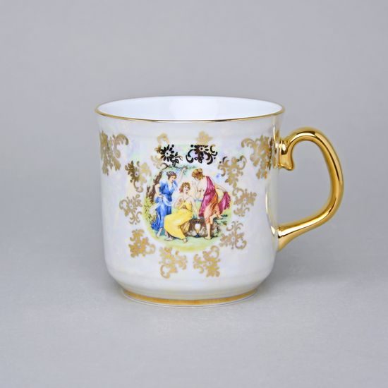 Hrnek Gustav 310 ml, Tři Grácie, zlatý listr, porcelán QueensCrown
