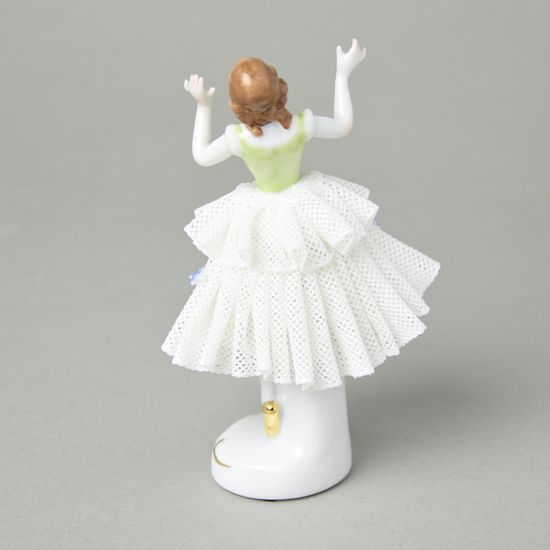 Tanečnice s krajkou (zelená - poškozená), Kurt Steiner, 12 x 8 x 6 cm, Porcelánové figurky Unterwissbacher