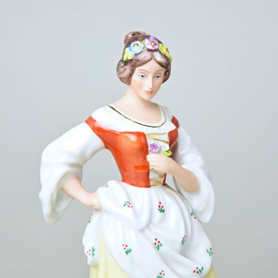 Dáma s květinou 7 x 8 x 19 cm, Saxe, Porcelánové figurky Duchcov