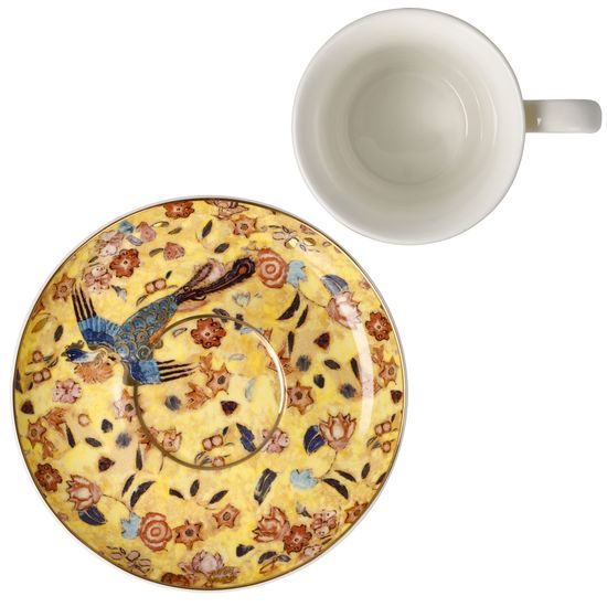 Šálek 100 ml a podšálek 12 cm espresso Dáma s vějířem, jemný kostní porcelán, G. Klimt, Goebel