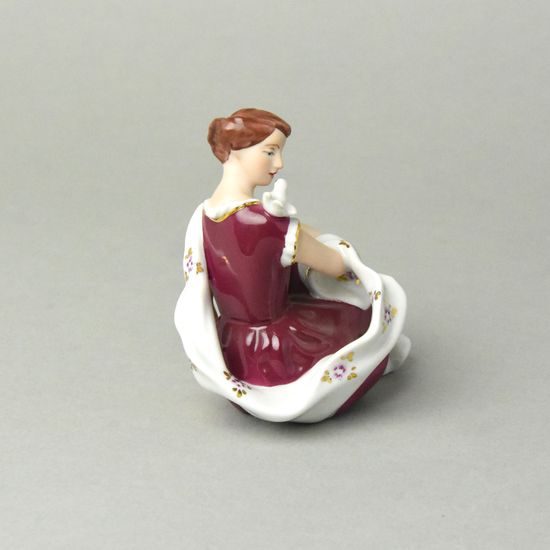 Dívka s holubičkou 8 x 11,5 x 10,5 cm, Purpur, Porcelánové figurky Duchcov
