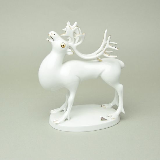 Sob 18 x 20 cm, bílá + zlato, Porcelánové figurky zvířat Duchcov, 2.j.