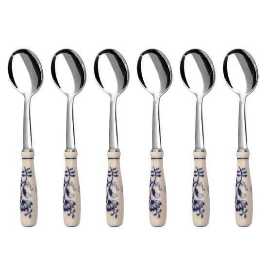 Coffee spoon set - present packing 13,8 cm, 6 pcs., Original Blue Onion Pattern