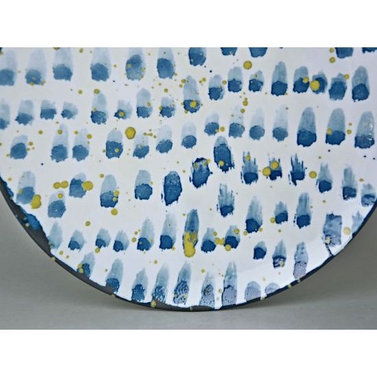 Cake Plate 30 cm, Rain (blue-yellow), G. Benedikt 1882