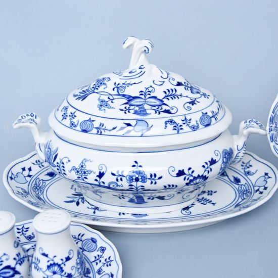Dining set for 6 persons "I 'M a MODERATE EATER", Original Blue Onion Pattern