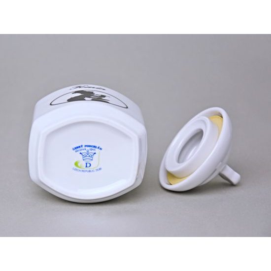 Kořenka s víčkem a nápisem 0,20 l, Kuchař, Český porcelán a.s.