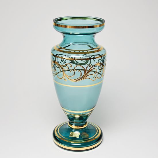 Egermann: Váza Akvamarín malovaná, v: 26,5 cm, Skleněné vázy Egermann
