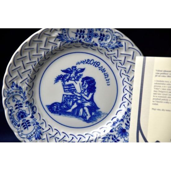 Annual plate 2019, wall, 18 cm, Original Blue Onion Pattern