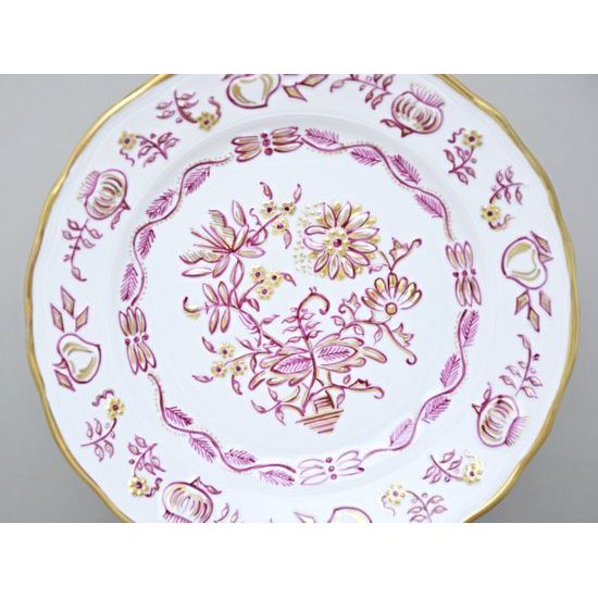 Elegance: Dessert Plate 19 cm, Gold + Pink, Hand-decorated by Vilém Janoušek, Český porcelán a.s