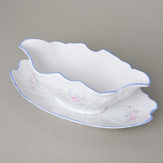 Sauce boat 500 ml, Thun 1794 Carlsbad porcelain, BERNADOTTE blue-pink flowers