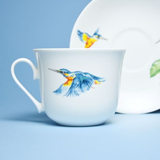 Kingfisher Glory: Breakfast cup 420 ml and saucer, Roy Kirkham Fine Bone China