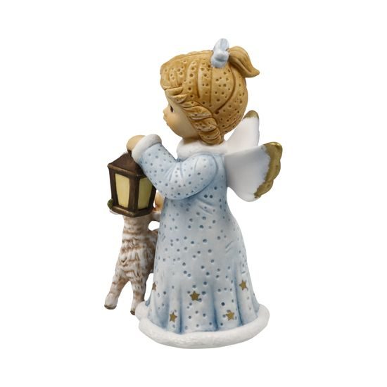 Anděl s ovečkou a lucernou, 6 / 6 / 10,5 cm, biskvitový porcelán, Nina & Marco, Goebel