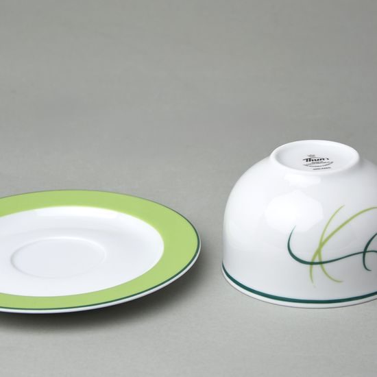 Šálek a podšálek čajový 230 ml NÍZKÝ, Thun 1794, karlovarský porcelán, OPÁL tráva