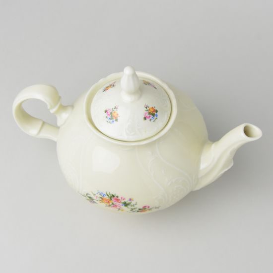 Tea pot 1,2 l, Thun 1794 Carlsbad porcelain, BERNADOTTE ivory + flowers