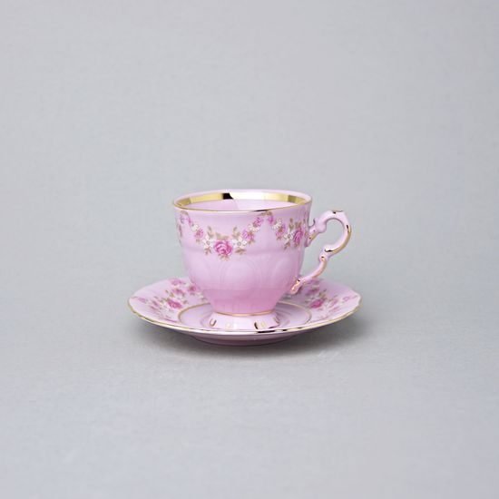 Cup 90 ml Espresso + Saucer 10,5 cm, Sonáta decor 158, Leander Rose china