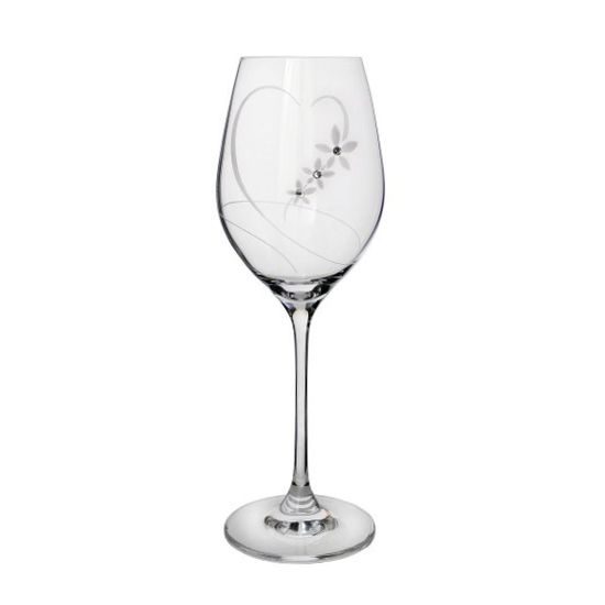 Set Vital Heart 4+1, Wine Glasses 360 ml and Carafe 1l, decorated with Swarovski Crystals