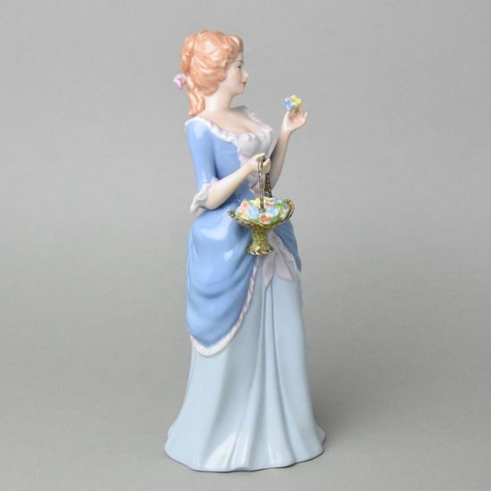 Lady with basket 10 x 11 x 28 cm, Porcelain Figures Duchcov