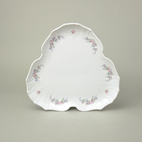 Platter triangular 27 cm, Thun 1794, karlovarský porcelán, BERNADOTTE climbing rose