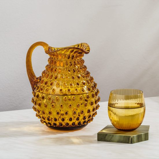 Crystal Jug 2000 ml, Amber - Polka Dot, Kvetna 1794 Glassworks