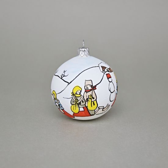 Christmas Tree Decoration Ball "Czech Winter 1918", 7,5 cm, Decor n. 1, Hand-decorated