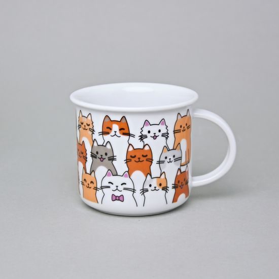 Hrnek Tina střední 240 ml, Kočky hnědo-oranžové, Český porcelán a.s.