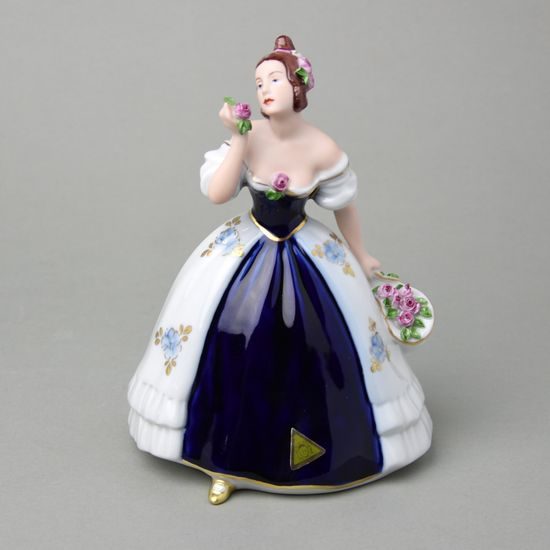 Young lady with hat and roses 12 x 14 x 19 cm, Porcelain Figures Duchcov