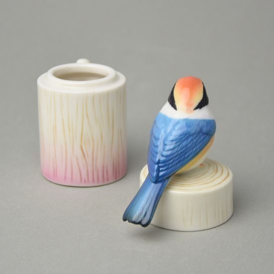 Dóza na párátka 13 cm, Mlynařík ptáček zpěváček, Porcelán FRANZ