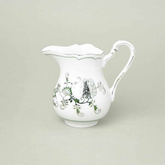 Mlékovka vysoká 0,25 l, zelený cibulák s platinou, Český porcelán a.s.