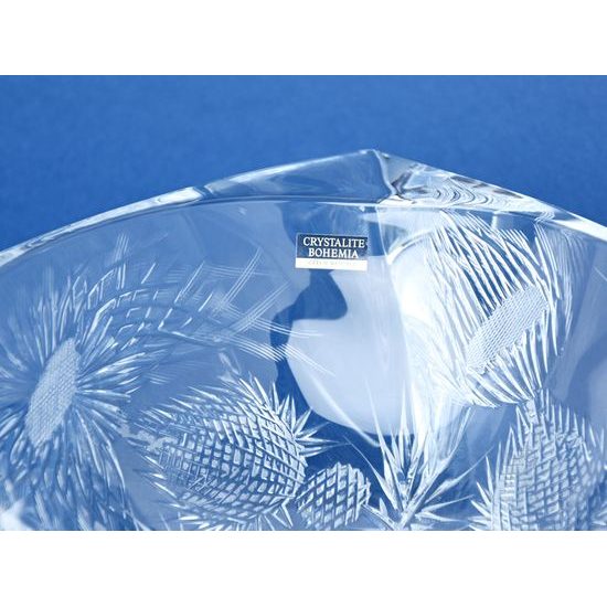 Crystal Hand Cut Bowl AREZZO - Thistle decor, 228 mm, Crystalite BOHEMIA