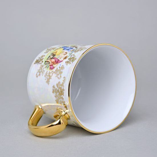 Hrnek Gustav 310 ml, Tři Grácie, zlatý listr, porcelán QueensCrown