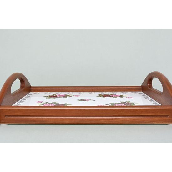 Cooking mat in wooden frame 39 x 29 cm, Cecily roses, Carlsbad porcelain