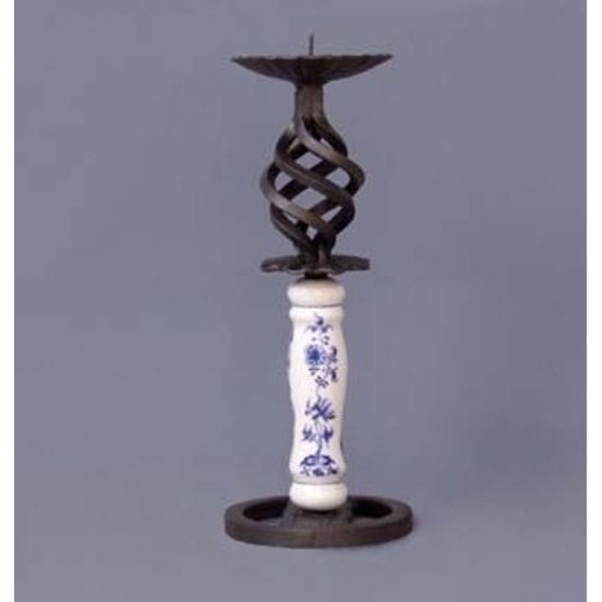 Krbový svícen chalupářský 29 cm (porcelán plus železo), Cibulák, originální z Dubí