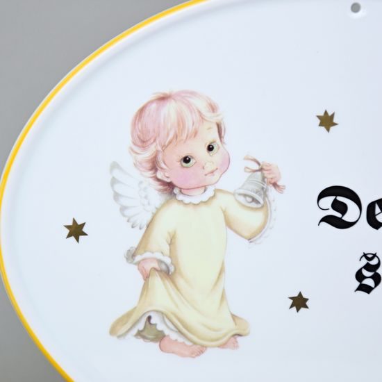 Boží požehnání (cedulka na zeď) 24,5 x 18 cm, Andílek žlutý, Český porcelán a.s.