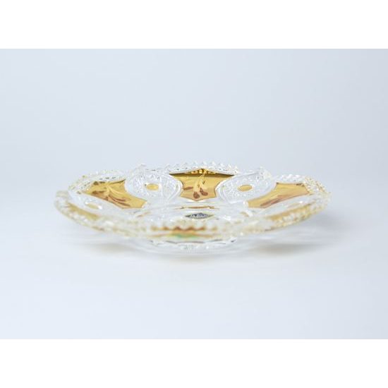 Cut Crystal Dessert Plate, 16,5 cm, Gold + Enamel, Jahami Bohemia