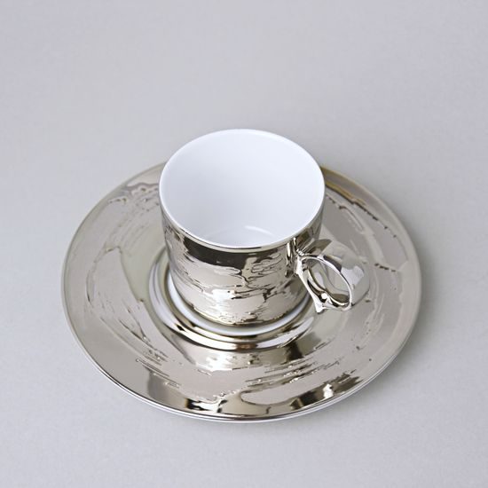 RESET, Cup and Saucer Espresso 100 ml, Titanium Platinum, Český porcelán a.s.