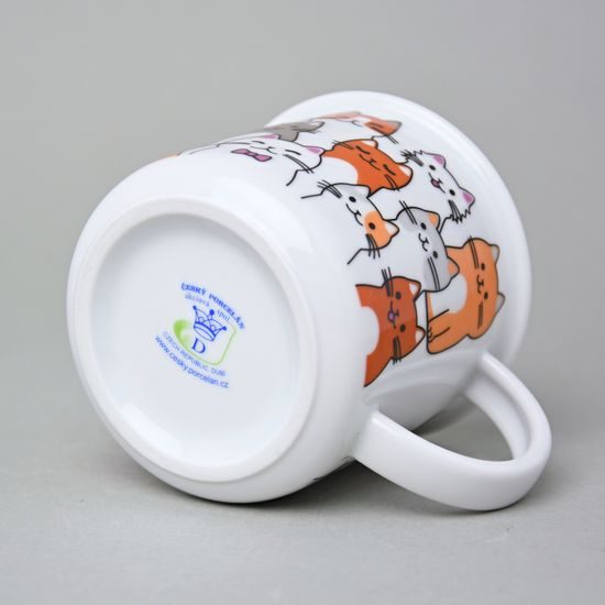 Hrnek Tina střední 240 ml, Kočky hnědo-oranžové, Český porcelán a.s.