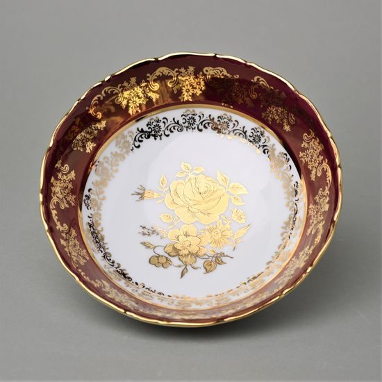 Bowl 16 cm 340 ml, ruby + gold rose, Carlsbad porcelain