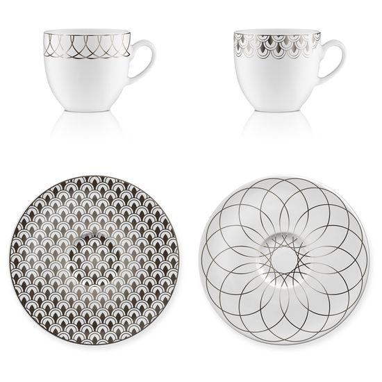 Coffeecups set 2 First Platin 200ml, porcelain, Goebel