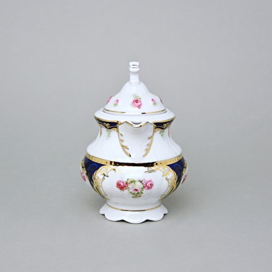 440: Pot 350 ml, Sonata, cobalt blue plus rose, Leander 1907