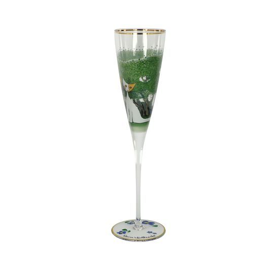 Champagne glass R. Wachtmeister - Una passeggiata nel verde, 7,5 / 7,5 / 27,5 cm, Glass, Cats Goebel