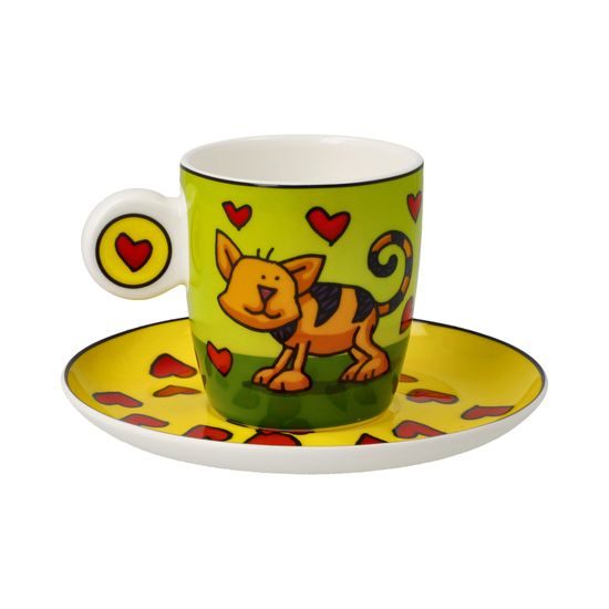 Espresso šálek a podšálek Love Cat 100 ml, jemný kostní porcelán, Ed Heck, Goebel