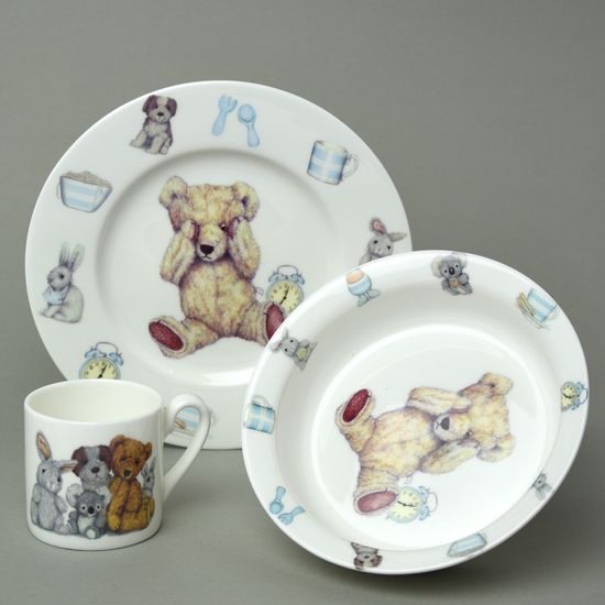 Teddy time: Children's 3 pcs. set in giftbox, Roy Kirkham fine bone china