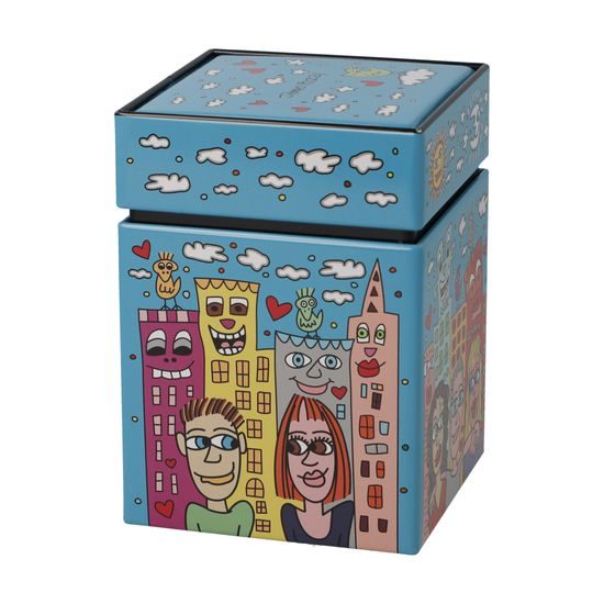 Tea tin James Rizzi - Summer in the City, 7,5 / 7,5 / 11 cm, Metal, Goebel