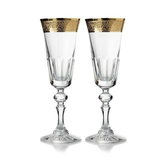 Crystal Glasses Champagne Set Romantic - Laura, 6 pcs. 150 ml, Gold, Ales Zverina - AZ Design