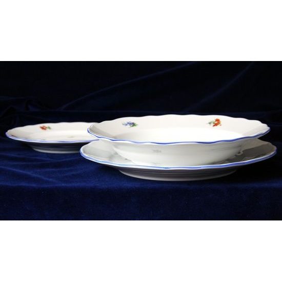 Plate set for 6 persons, Hazenka blue line 24,24,19, Cesky porcelan a.s.