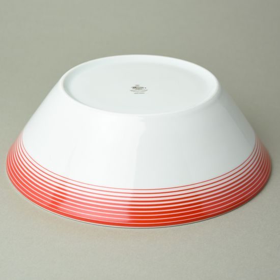 Salad bowl 24 cm, Thun 1794, karlovarský porcelán, TOM 29954a0 red stripes